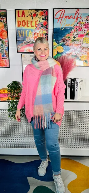 Frosty Fringe Tassel Scarf/Shawl - Pastel Pink