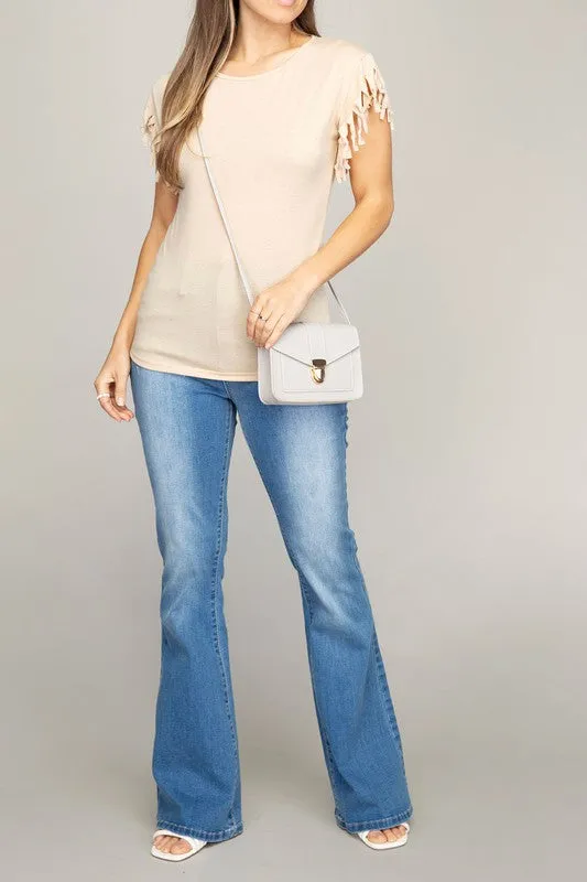 FS Clearance Fringe trim tee shirt