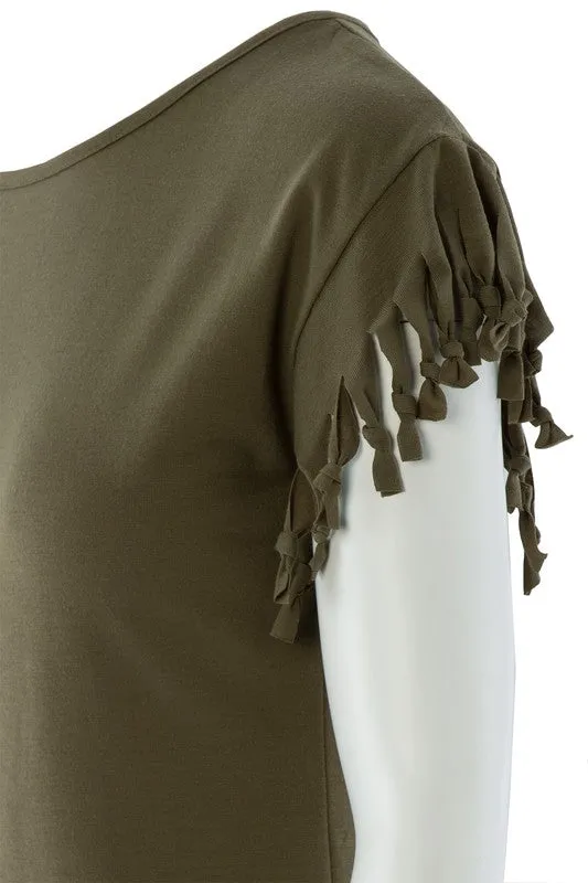 FS Clearance Fringe trim tee shirt