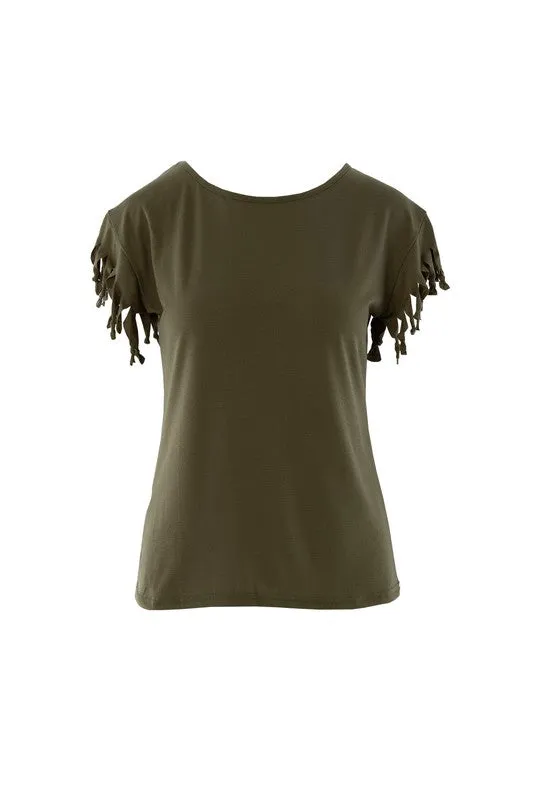 FS Clearance Fringe trim tee shirt