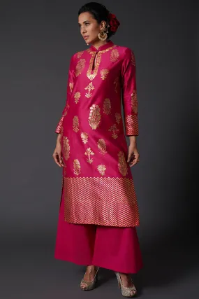 Fuchisa Block Printed Kurta Set