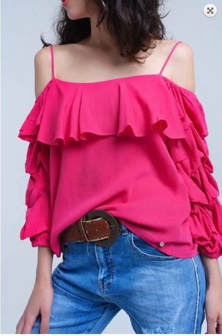Fuchsia Ruffled Top
