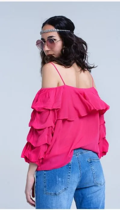 Fuchsia Ruffled Top