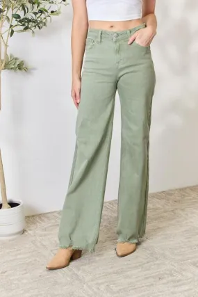 Full Size Raw Hem Wide-Leg Jeans