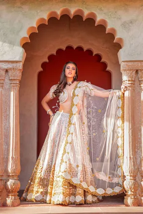 Fully Embroidered Nude Lehnga