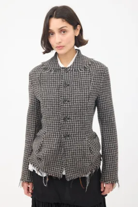 FW 2003 Grey & Brown Wool Tweed Fringed Jacket