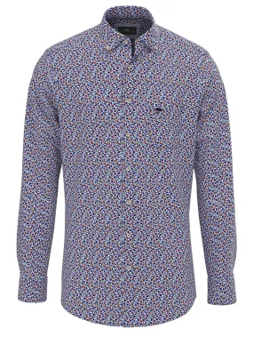 FYNCH HATTON Pure Cotton Shirt - Men's – Modern Flower Print Navy