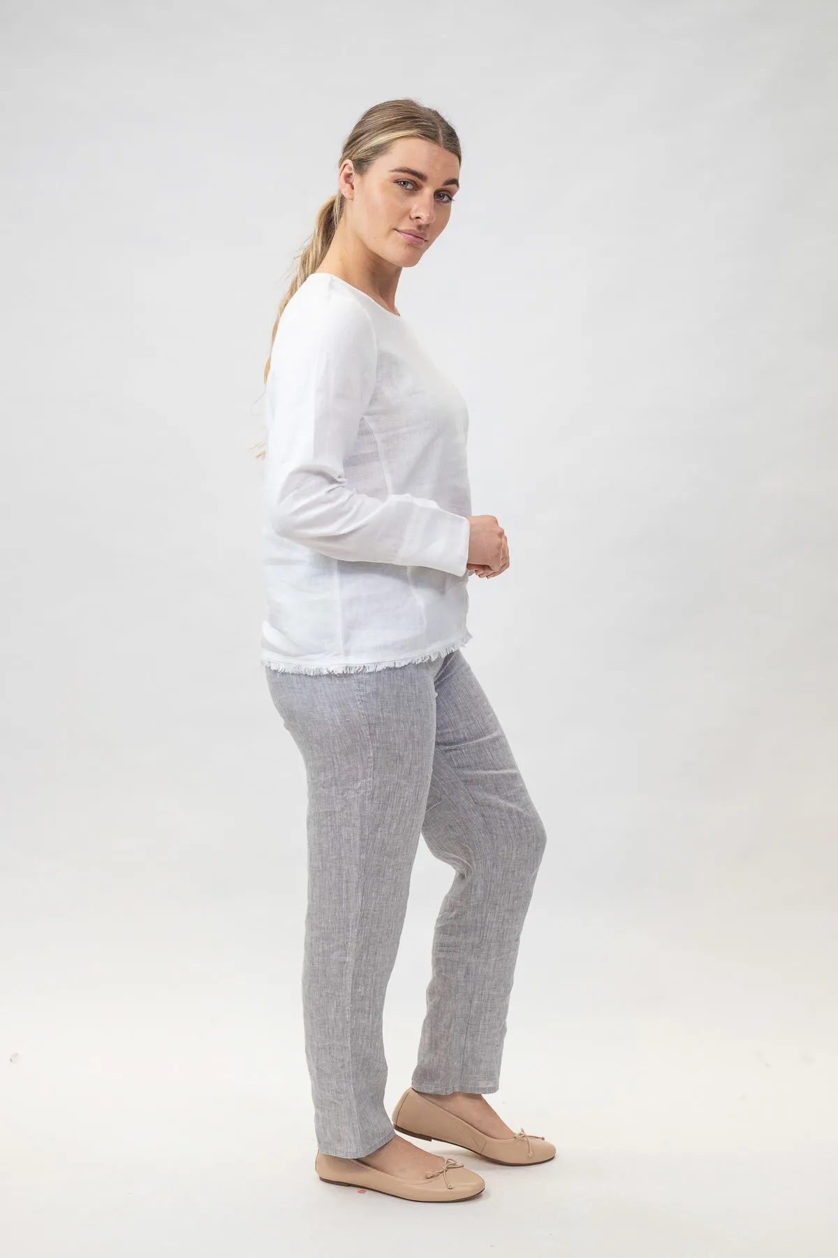 GA90 Classic Linen Pants in Smoke