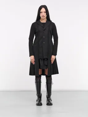 Gabardine Combination Long Jacket (FS-J62-800-BLACK)