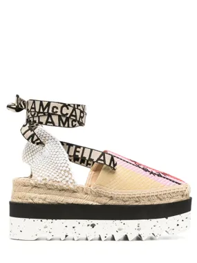 Gaia Striped Raffia Platform Espadrilles (Red/black/pink)