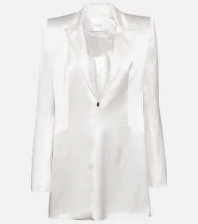 Galvan satin blazer wedding dress, white