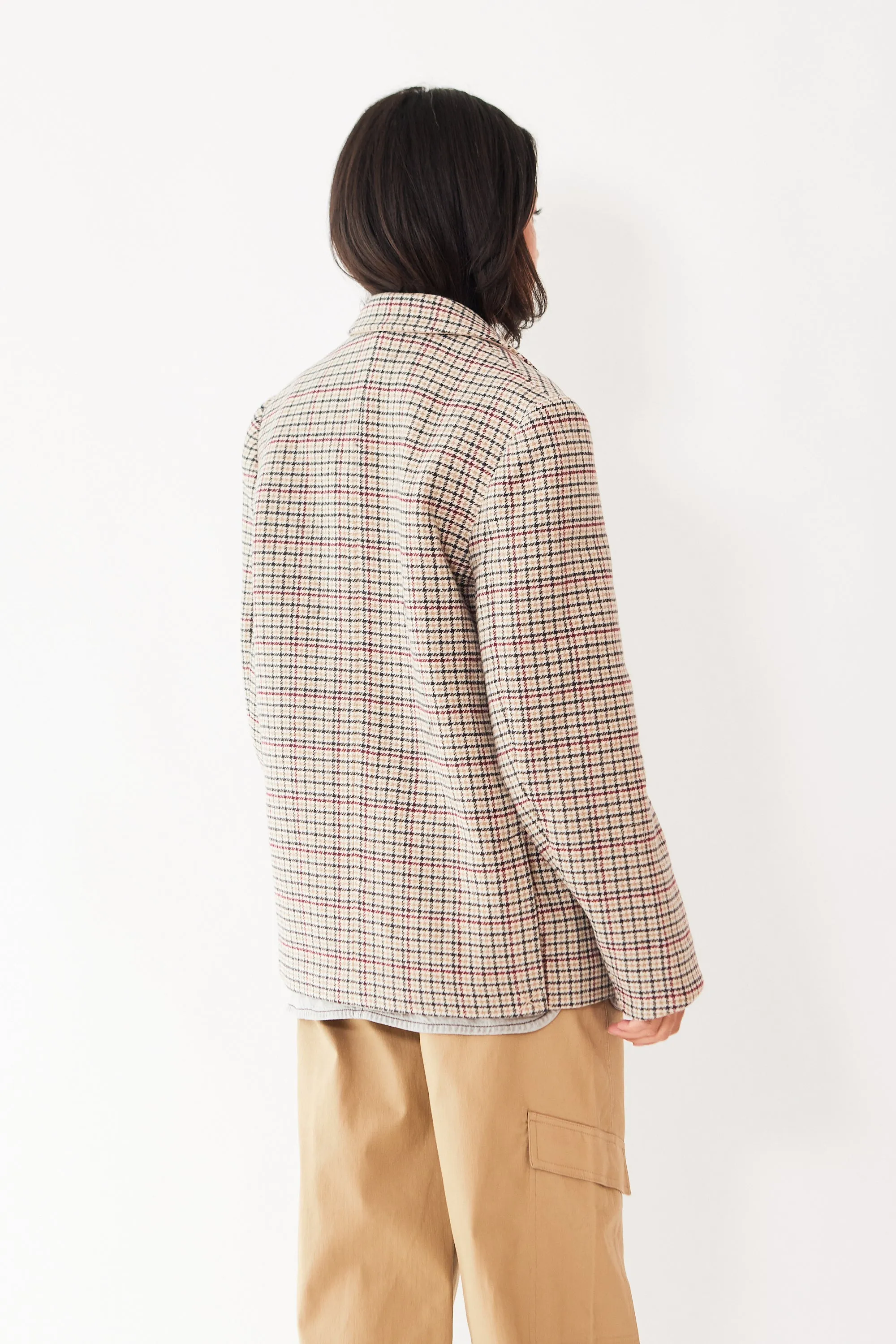 Ganni Check Wool Mix Boxy Blazer