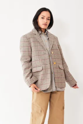 Ganni Check Wool Mix Boxy Blazer