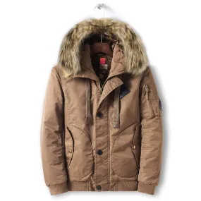 GEE2 GD FASHION HOMME FAUX FUR THICK HOODED COATS