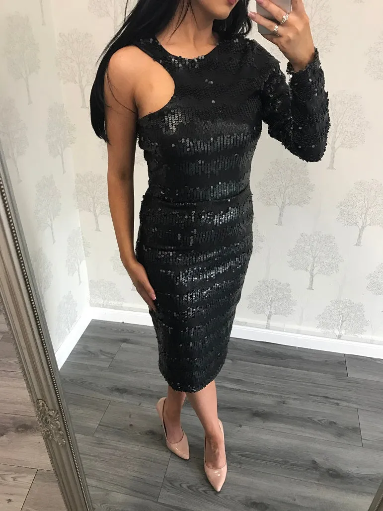 Gemini Dress Embellished In Leatherette Sequins