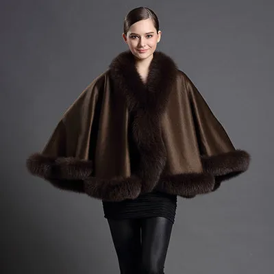 Genuine Cashmere Fox Fur Ponchos