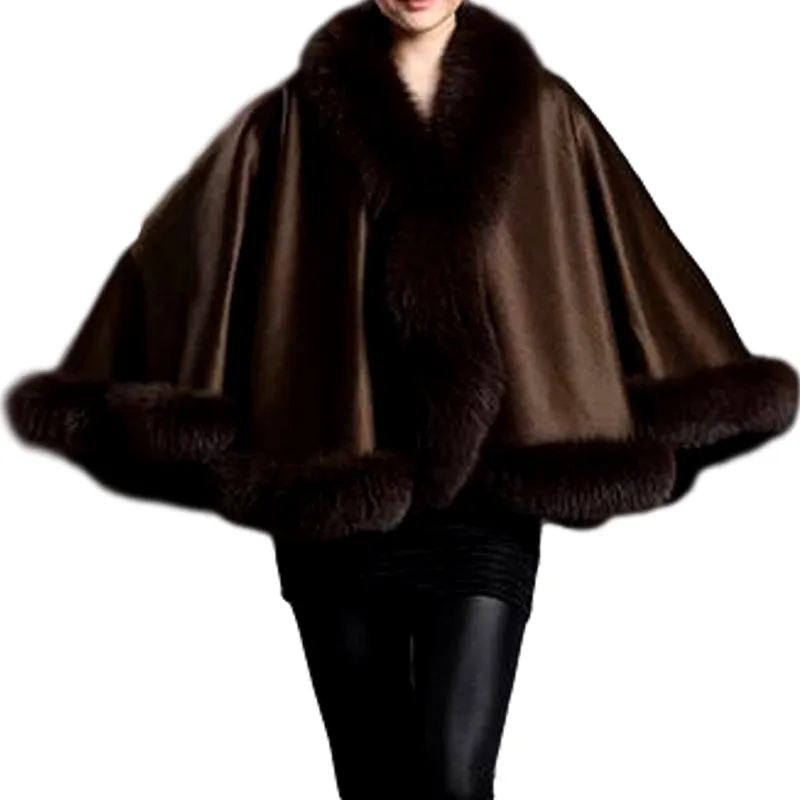 Genuine Cashmere Fox Fur Ponchos