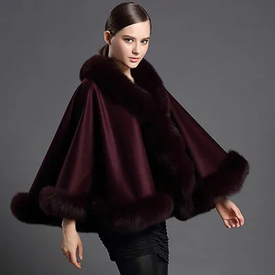 Genuine Cashmere Fox Fur Ponchos