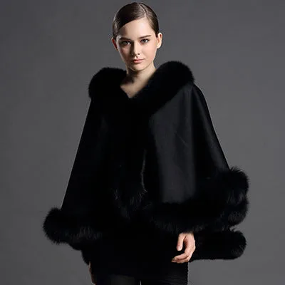 Genuine Cashmere Fox Fur Ponchos