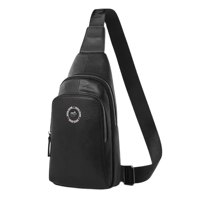 Genuine Leather Men's Chest Pack Crossbody Bag Luxury Design Durable Handbag