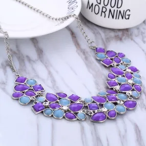 Geometric Multicolor Mosaic Stone Beads Choker Necklace Women