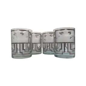 Georges Briard Signed Art Deco Double Old Fashion Glasses (Set of 4)