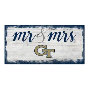 Georgia Tech Yellow Jackets 6" x 12" Mr & Mrs Sign