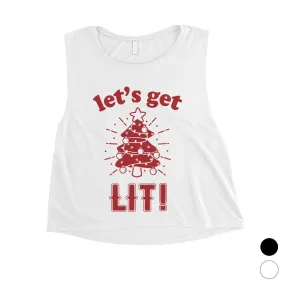 Get Lit Christmas Tree Womens Crop Top