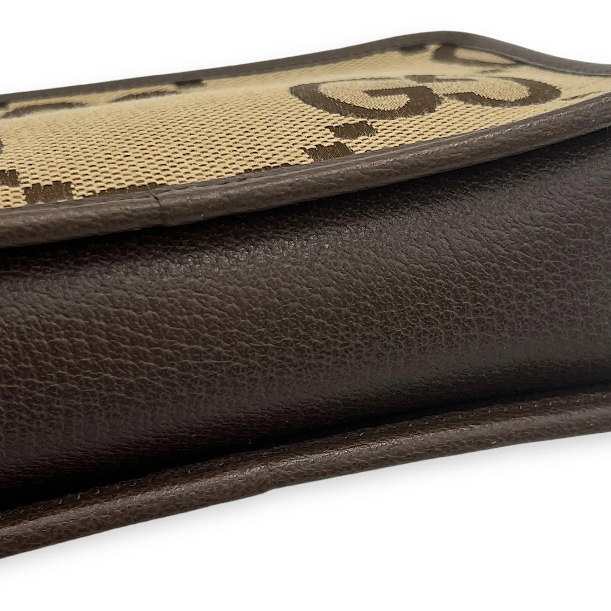 GG Jumbo Crossbody Bag Brown in Canvas, Gold hardware