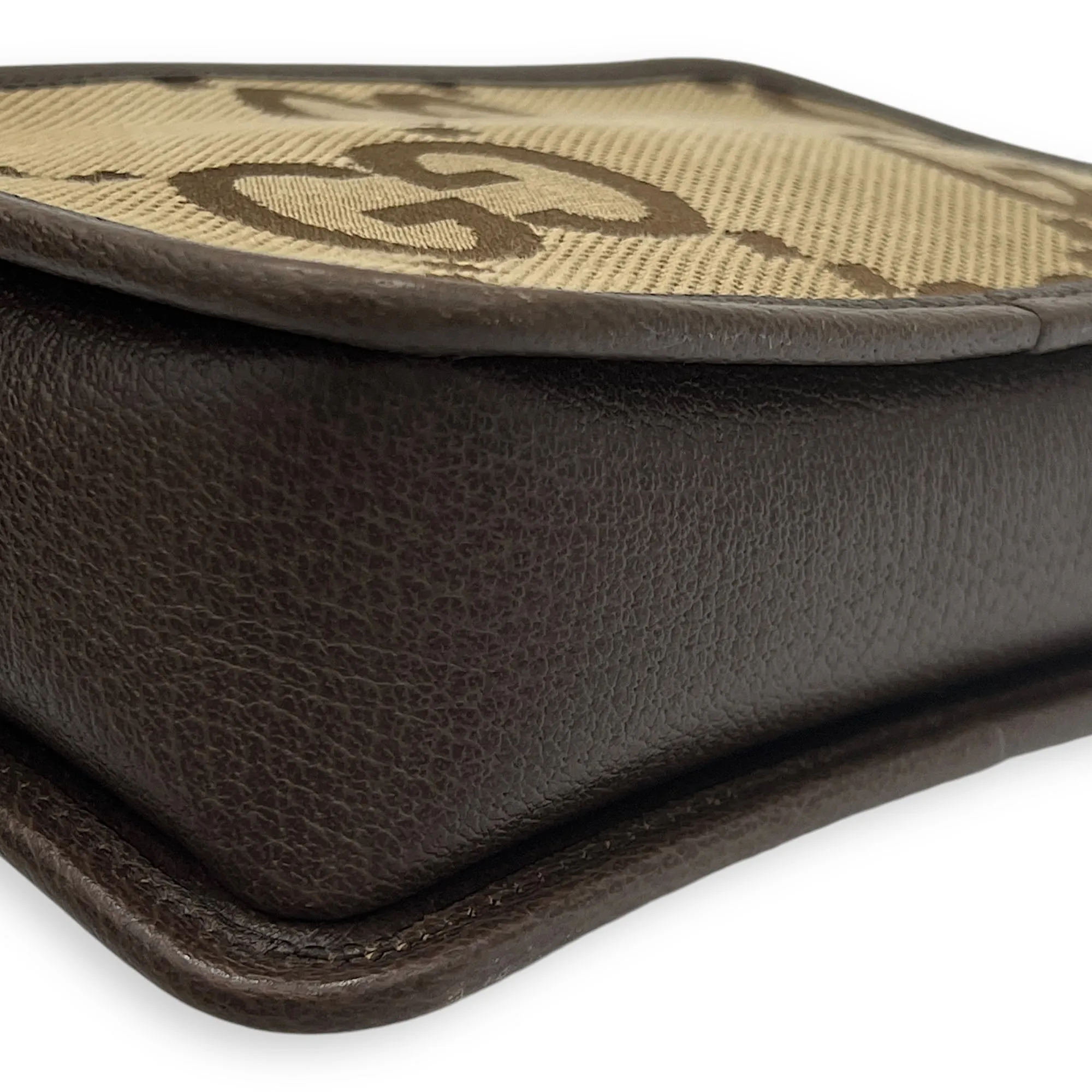 GG Jumbo Crossbody Bag Brown in Canvas, Gold hardware