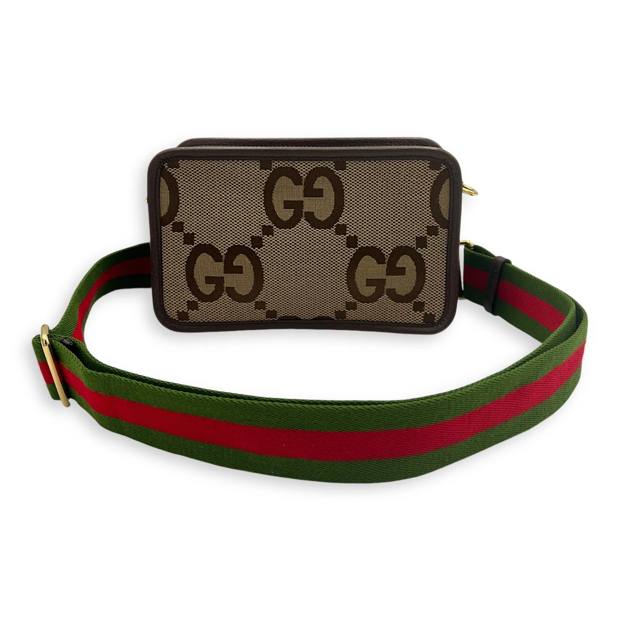 GG Jumbo Crossbody Bag Brown in Canvas, Gold hardware