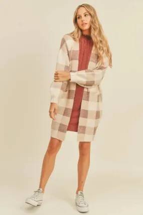 Ginger Plaid Open Cardigan