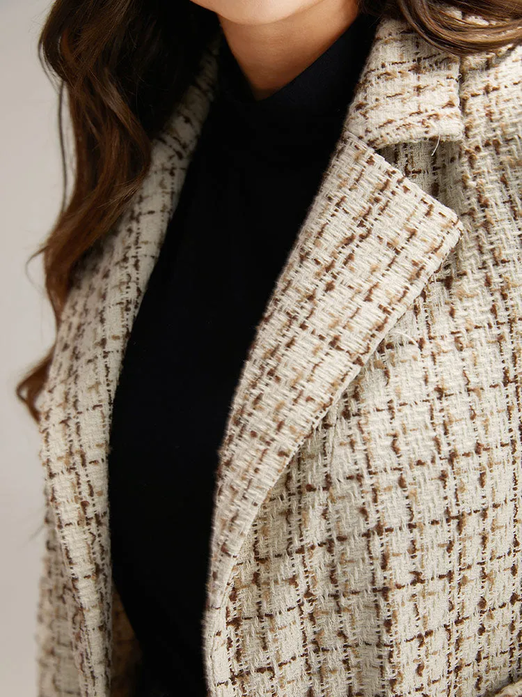 Gingham Suit Collar Flap Pocket Blazer