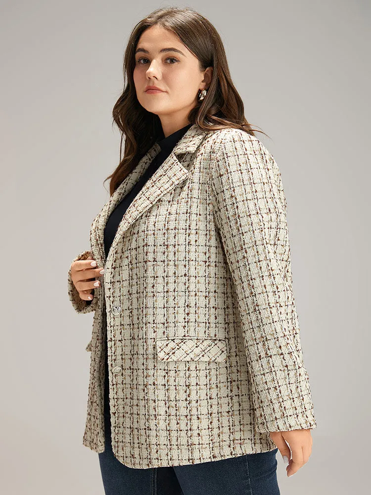 Gingham Suit Collar Flap Pocket Blazer