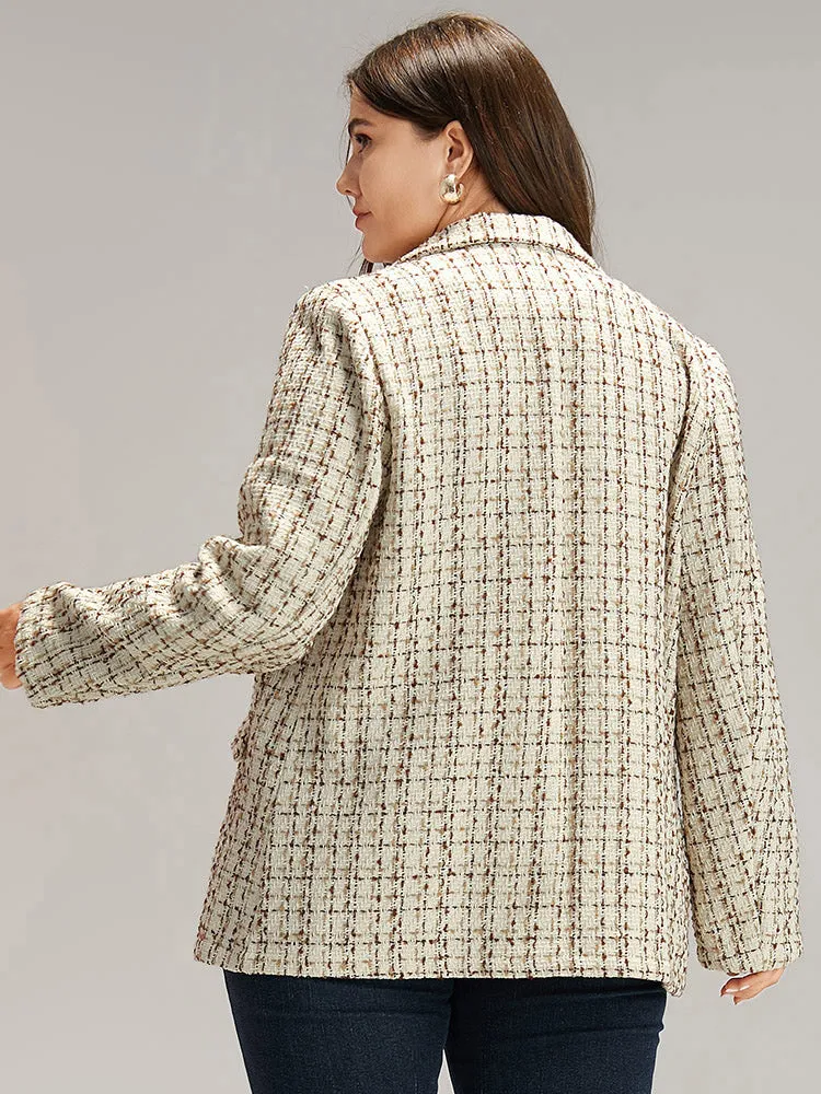 Gingham Suit Collar Flap Pocket Blazer