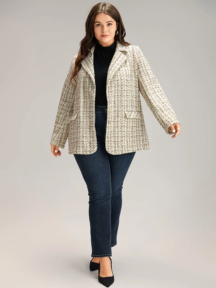 Gingham Suit Collar Flap Pocket Blazer