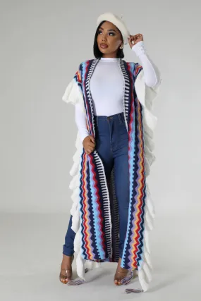 GIRL BOSS | OPEN SLIT RUFFLE LONG CARDIGAN