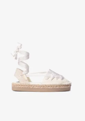 Girl's Beige Espadrilles Canvas B&W