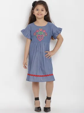 Girl's Blue A-Line Dress  - NOZ2TOZ KIDS
