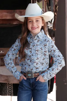 Girl's Cruel CTW3380002 Cow and Chicken Print Snap Long Sleeve Shirt