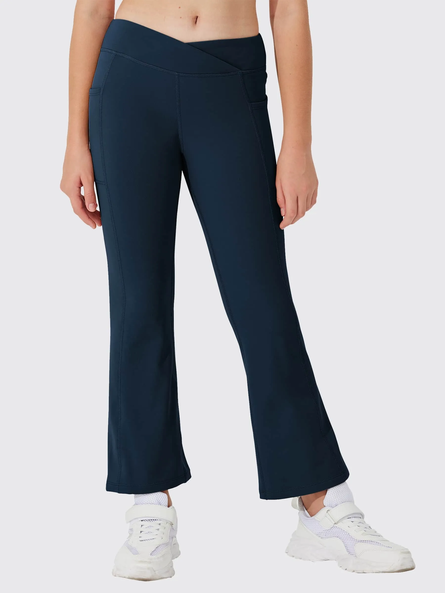 Girls' Fleece Lined Crossover Flared Leggings