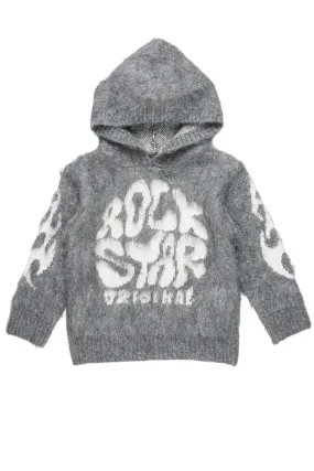 Girls Hakon Grey Graphic Knitted Mohair Hoodies