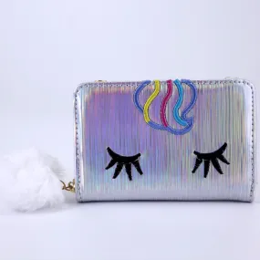 Girls Holographic Unicorn Wallet Women Kids Coin Purses Chain Shoulder Bag #111