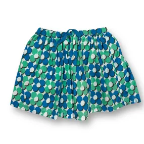 Girls Mini Boden Size 2/3 Blue & Green Floral Elastic Waist Skirt