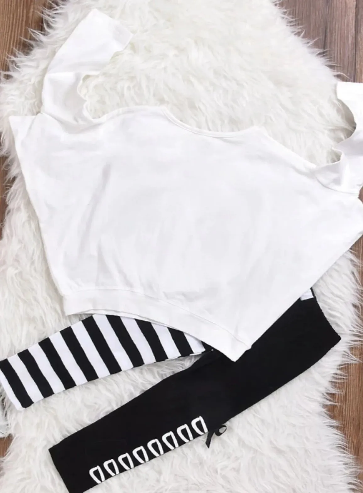 Girls Panda Sequins Striped Bow Winter Set