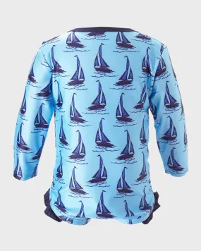 Girls' Sailboat Frill Rash Guard Swimsuit, Sizes 6-24m Rachel Riley
