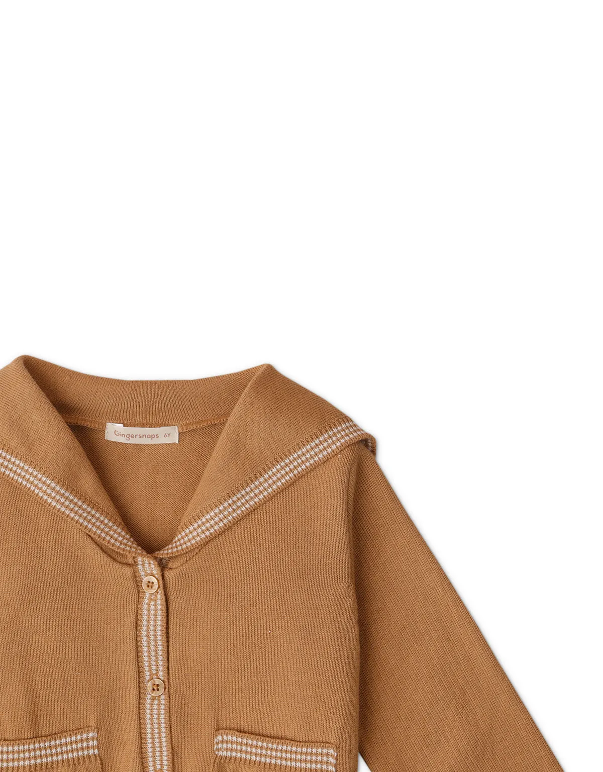 GIRLS SAILOR COLLAR CARDI WITH STRIPEY DETAILING
