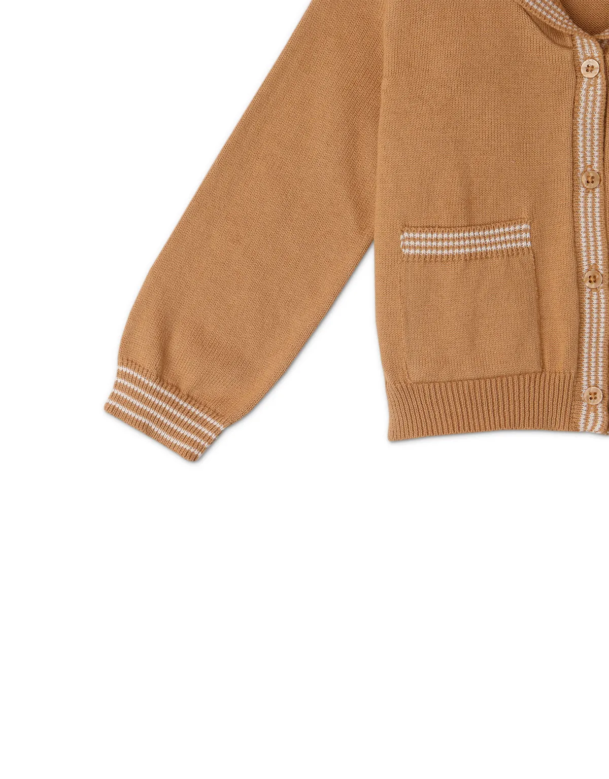 GIRLS SAILOR COLLAR CARDI WITH STRIPEY DETAILING