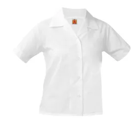 Girls Short Sleeve Blouse - Pointed Collar - White