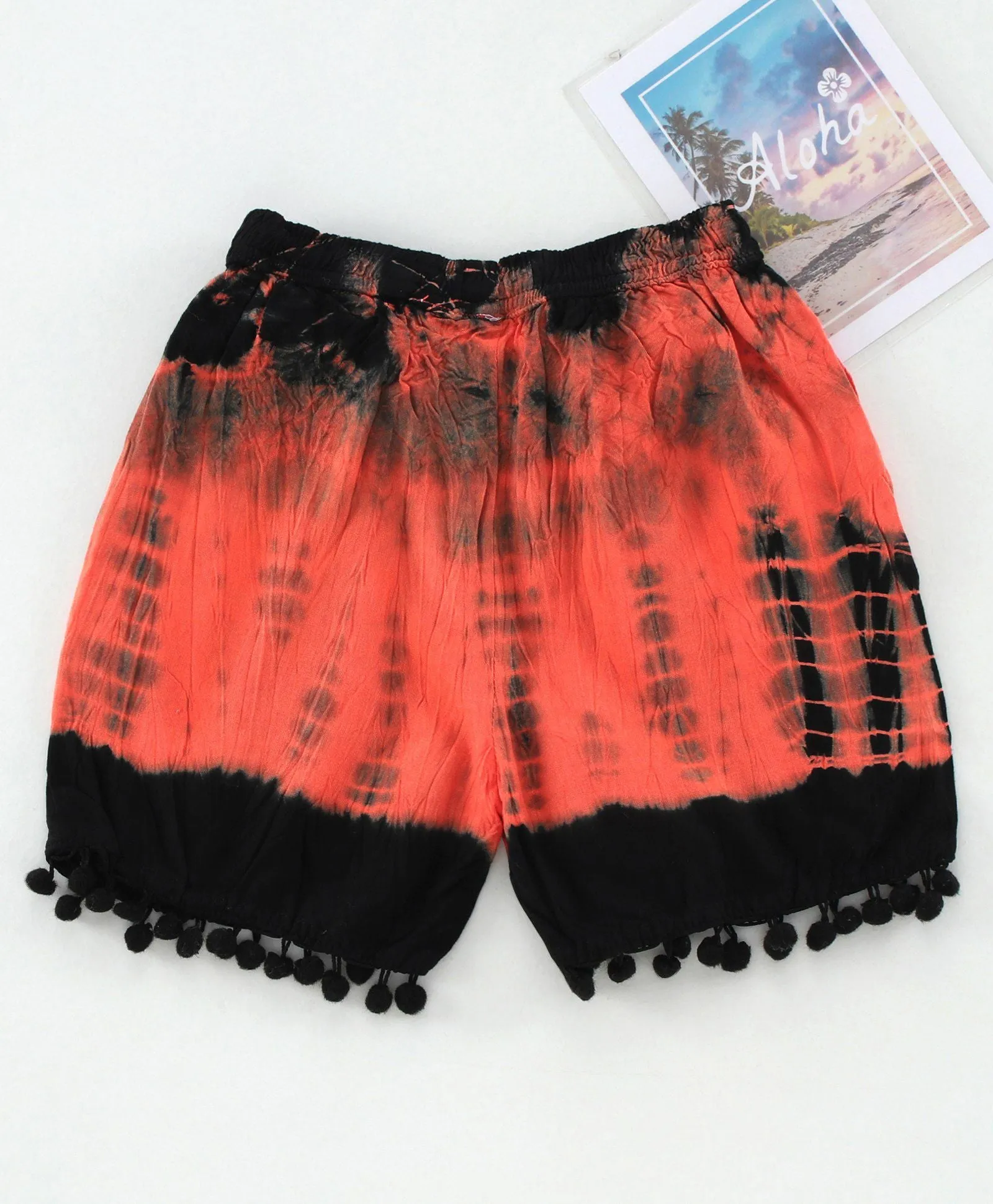 Girls Tie & Dye Shorts with Pompom